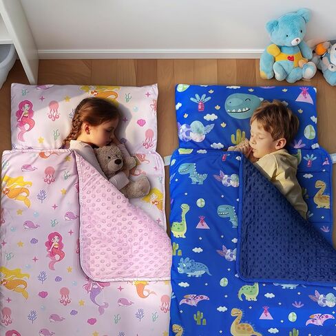 بساط قيلولة للأطفال الصغار مع وسادة قابلة للإزالة وبطانية مينكي قابلة للطي لتخزين الأطفال وحقيبة نوم ناعمة ومريحة للأطفال الصغار للسفر والتخييم والرعاية النهارية لمرحلة ما قبل المدرسة in Kuwait