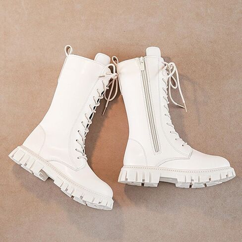 Girls Combat Boots Knee High Mid Calf Side Zipper Lace Up Classic Kids Winter Shoes Fall Fashion Teen Punk Goth Boot in Saudi Arabia