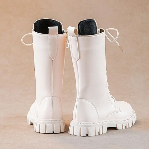 Girls Combat Boots Knee High Mid Calf Side Zipper Lace Up Classic Kids Winter Shoes Fall Fashion Teen Punk Goth Boot in Saudi Arabia