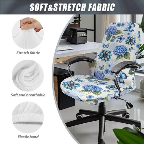 Forest Camo Hunting Print Computer Office Chair Cover, Universal Desk Chair Seat Protector with Armrest Covers Thick High Back Chair Slipcover Breathable Swivel Chair Covers-L in Saudi Arabia