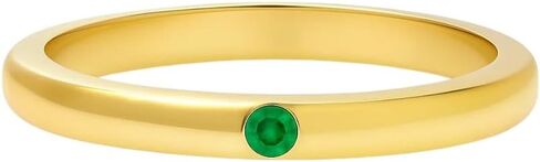 18K Gold Filled Brass Ring • Minimalist Dainty Band • Natural Gemstone Jewelry • Hessonite Garnet • White Zircon • Green Tourmaline • African Amethyst • Bezel Set Promise Ring for Women in Saudi Arabia