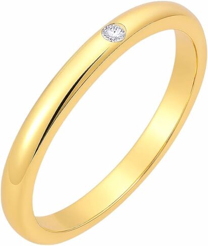 18K Gold Filled Brass Ring • Minimalist Dainty Band • Natural Gemstone Jewelry • Hessonite Garnet • White Zircon • Green Tourmaline • African Amethyst • Bezel Set Promise Ring for Women in Saudi Arabia