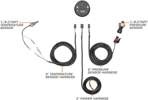 GlowShift 10 Color Digital Dual Celsius Temperature & BAR Pressure Gauge Kit - for Boost, Oil PSI, Water & Trans Temp - Includes Electronic Sensors - 2 Multi-Color LED Displays - Tinted Lens - 52mm in Saudi Arabia