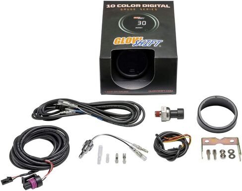 GlowShift 10 Color Digital Dual Celsius Temperature & BAR Pressure Gauge Kit - for Boost, Oil PSI, Water & Trans Temp - Includes Electronic Sensors - 2 Multi-Color LED Displays - Tinted Lens - 52mm in Saudi Arabia