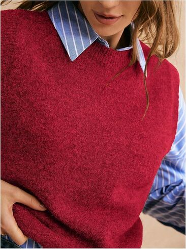 OYOANGLE Women's Sweater Vest Crew Neck Sleeveless Sweater Tops Basic Solid Pullover Tank Tops in Saudi Arabia