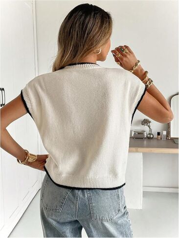 SOLY HUX Women's Summer Sweater Vest Crew Neck Cap Sleeve Knit Top Pullover Fall Outfits in Saudi Arabia
