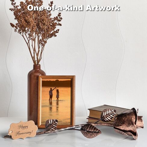 هدايا الذكرى السنوية البرونزية لمدة 8 سنوات - الذكرى السنوية الثامنة للذكرى السنوية الثامنة لهدية برونزية، وردة أبدية لمدة 8 سنوات من الذكرى السنوية للزفاف، مصنوعة يدويًا من البرونز الملون الذكرى السنوية الثامنة للزوجة عمل فني أبدي in Kuwait