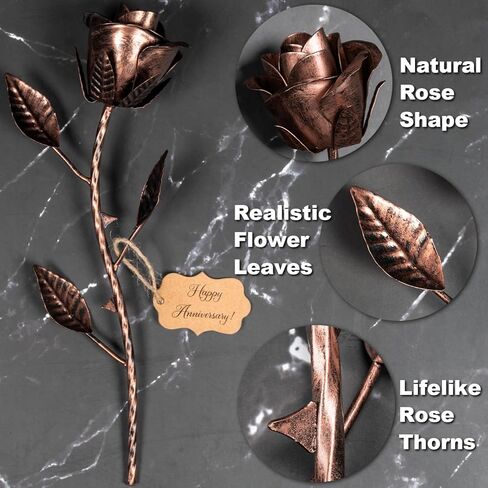 هدايا الذكرى السنوية البرونزية لمدة 8 سنوات - الذكرى السنوية الثامنة للذكرى السنوية الثامنة لهدية برونزية، وردة أبدية لمدة 8 سنوات من الذكرى السنوية للزفاف، مصنوعة يدويًا من البرونز الملون الذكرى السنوية الثامنة للزوجة عمل فني أبدي in Kuwait