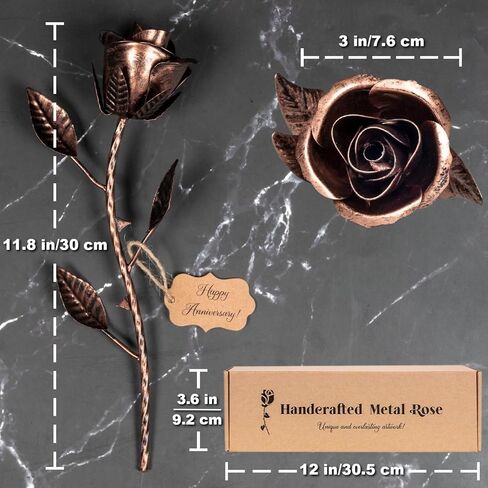 هدايا الذكرى السنوية البرونزية لمدة 8 سنوات - الذكرى السنوية الثامنة للذكرى السنوية الثامنة لهدية برونزية، وردة أبدية لمدة 8 سنوات من الذكرى السنوية للزفاف، مصنوعة يدويًا من البرونز الملون الذكرى السنوية الثامنة للزوجة عمل فني أبدي in Kuwait
