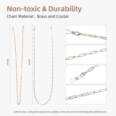 Glasses Chain for Women Sunglasses Eyeglass Strap for Girls 2 Pcs Stylish Eye Glasses Holders around Neck in Saudi Arabia