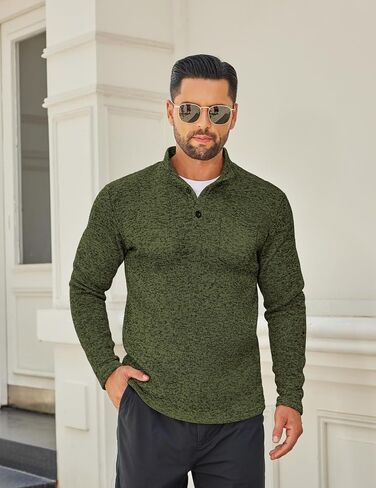 سترة رجالية كاجوال من COOFANDY من Henley بلوفر من الصوف الحراري بمقاس نحيف in Saudi Arabia