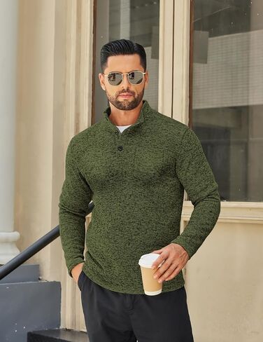 سترة رجالية كاجوال من COOFANDY من Henley بلوفر من الصوف الحراري بمقاس نحيف in Saudi Arabia