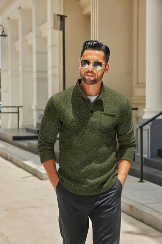 سترة رجالية كاجوال من COOFANDY من Henley بلوفر من الصوف الحراري بمقاس نحيف in Saudi Arabia