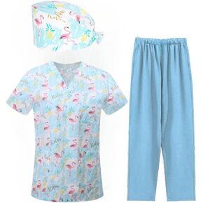 Unisex Workwear,Printed Scrubs for Women,V-Neck Operating Room Uniforms,Men's Medical Suit With hood,Surgical Gown in Kuwait