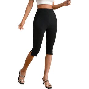 MakeMeChic Women's Capri Pants Casual Business Dressy Pull On Stretch High Waisted Work Yoga Leggings in Kuwait