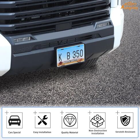 دعامة إطار لوحة الترخيص الأمامية للسيارة متوافقة مع Toyota Tundra 2022-2024 حامل علامة لوحة الترخيص الأمامية حامل تثبيت محول ممتص الصدمات إطار غطاء الكسوة حامل العلامة ملحقات بديلة in Kuwait