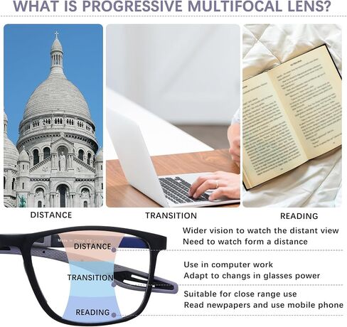 CLASAGA Progressive Multifocal Reading Glasses for Men Photochromic Gray Sunglasses Sports Style Blue Light Blocking Readers in Saudi Arabia