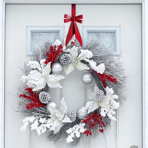 2 حزمة من شماعات إكليل رجل الثلج على شكل قصب الحلوى للباب الأمامي، زينة عيد الميلاد المعدنية فوق الباب خطاف إكليل واحد حلية إكليل الباب، شماعة الباب للباب in Kuwait