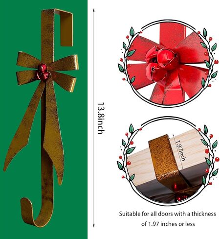 2 حزمة من شماعات إكليل رجل الثلج على شكل قصب الحلوى للباب الأمامي، زينة عيد الميلاد المعدنية فوق الباب خطاف إكليل واحد حلية إكليل الباب، شماعة الباب للباب in Kuwait