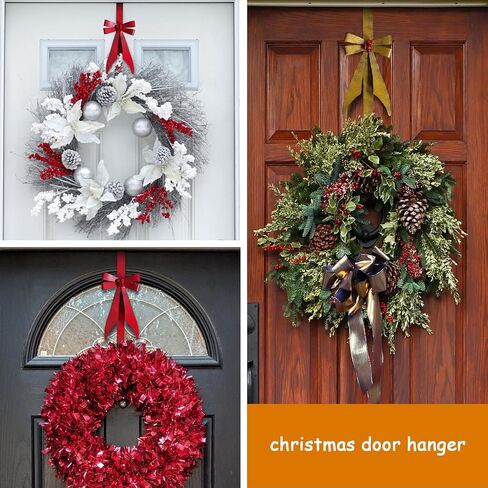 2 حزمة من شماعات إكليل رجل الثلج على شكل قصب الحلوى للباب الأمامي، زينة عيد الميلاد المعدنية فوق الباب خطاف إكليل واحد حلية إكليل الباب، شماعة الباب للباب in Kuwait