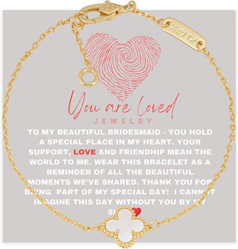 Woman Gift Adjustable Bracelet Jewelry | Presents for Women | Friendship Gifts | Includes Sentiment Card | White Gemstones | Lunar Clover Gold or Silver Adjustable Bracelet | You are Loved in Saudi Arabia