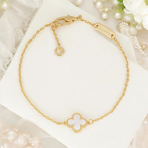 Woman Gift Adjustable Bracelet Jewelry | Presents for Women | Friendship Gifts | Includes Sentiment Card | White Gemstones | Lunar Clover Gold or Silver Adjustable Bracelet | You are Loved in Saudi Arabia