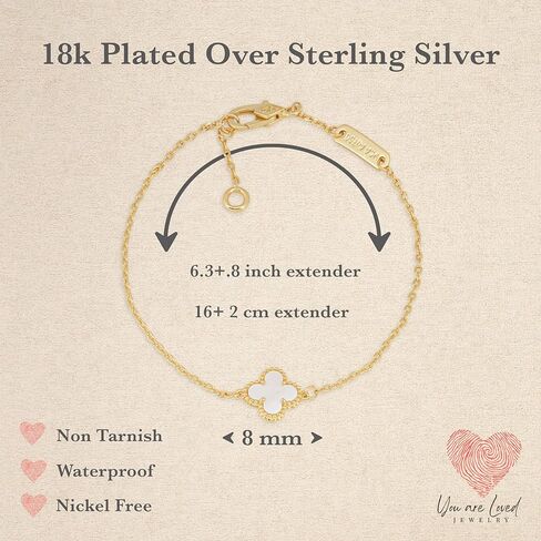 Woman Gift Adjustable Bracelet Jewelry | Presents for Women | Friendship Gifts | Includes Sentiment Card | White Gemstones | Lunar Clover Gold or Silver Adjustable Bracelet | You are Loved in Saudi Arabia