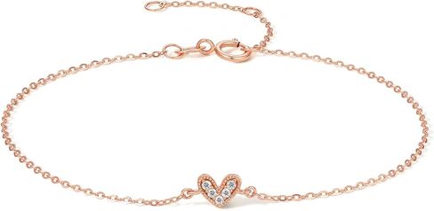 18K Gold Bracelet Diamond Bracelet Heart Charm Bracelets Love Link Bangle Adjustable Dainty Rose Gold Jewelry Chain Bracelet for Women Mom Lover Daughter 6.3-7.5Inch/16+3cm W0712283 in Saudi Arabia