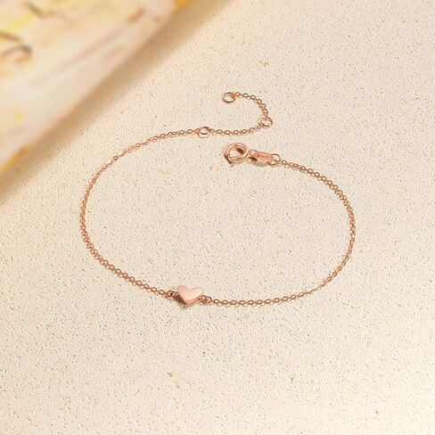 18K Gold Bracelet Diamond Bracelet Heart Charm Bracelets Love Link Bangle Adjustable Dainty Rose Gold Jewelry Chain Bracelet for Women Mom Lover Daughter 6.3-7.5Inch/16+3cm W0712283 in Saudi Arabia