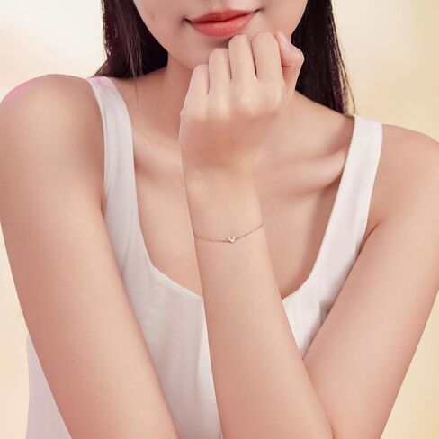18K Gold Bracelet Diamond Bracelet Heart Charm Bracelets Love Link Bangle Adjustable Dainty Rose Gold Jewelry Chain Bracelet for Women Mom Lover Daughter 6.3-7.5Inch/16+3cm W0712283 in Saudi Arabia