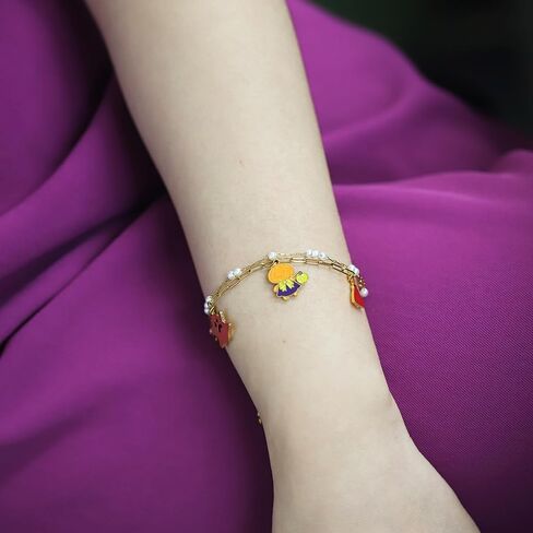 LETFLY Halloween Bracelets for Women, 18K Gold Plated Pumpkin Spider Ghost Witch Charms, Stackable Beaded Bracelet Jewelry Gifts for Women in Kuwait