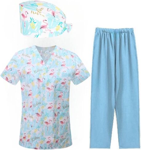 Unisex Workwear,Printed Scrubs for Women,V-Neck Operating Room Uniforms,Men's Medical Suit With hood,Surgical Gown in Kuwait