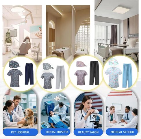 Unisex Workwear,Printed Scrubs for Women,V-Neck Operating Room Uniforms,Men's Medical Suit With hood,Surgical Gown in Kuwait