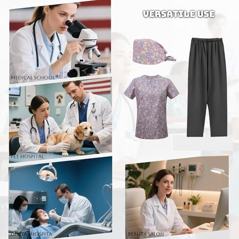 Unisex Workwear,Printed Scrubs for Women,V-Neck Operating Room Uniforms,Men's Medical Suit With hood,Surgical Gown in Kuwait