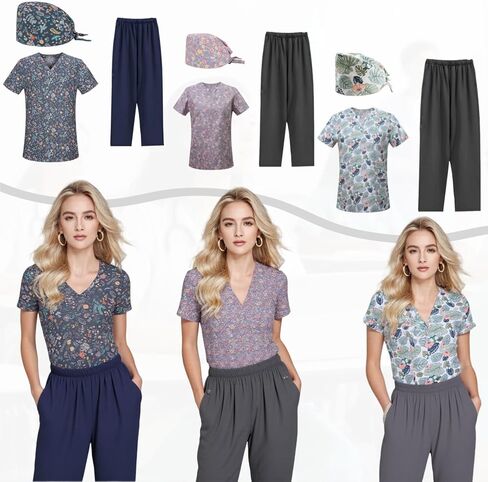 Unisex Workwear,Printed Scrubs for Women,V-Neck Operating Room Uniforms,Men's Medical Suit With hood,Surgical Gown in Kuwait