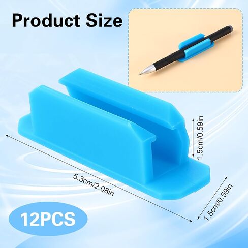 12 PCS Adhesive Pencil Pen Holder, Silicone Pen Holder for Desk Wall Marker Clip Pencil Holder with Adhesive Stickers for Clipboard School Office Teacher Classroom Organizer Accessories in Saudi Arabia