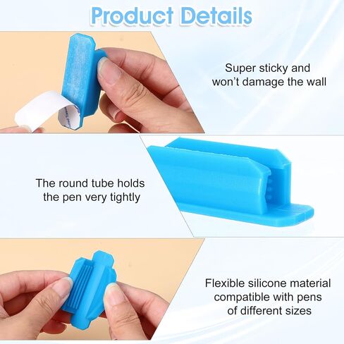 12 PCS Adhesive Pencil Pen Holder, Silicone Pen Holder for Desk Wall Marker Clip Pencil Holder with Adhesive Stickers for Clipboard School Office Teacher Classroom Organizer Accessories in Saudi Arabia