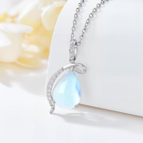 Aihpos Birthstone Necklaces For Women 925 Sterling Silver Infinity Teardrop Pendant With Moissanite Gemstone Jewelry Necklace For Her, 18''+2'' in Saudi Arabia