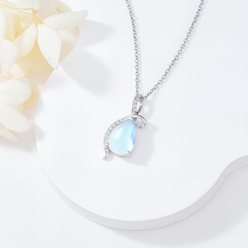 Aihpos Birthstone Necklaces For Women 925 Sterling Silver Infinity Teardrop Pendant With Moissanite Gemstone Jewelry Necklace For Her, 18''+2'' in Saudi Arabia