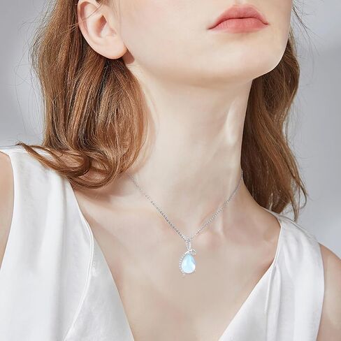 Aihpos Birthstone Necklaces For Women 925 Sterling Silver Infinity Teardrop Pendant With Moissanite Gemstone Jewelry Necklace For Her, 18''+2'' in Saudi Arabia