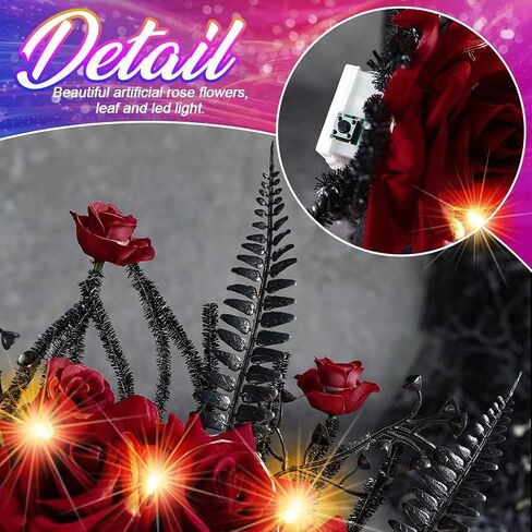 Halloween Light Up Headband LED Mexican Flower Crown Hairband Glowing Day of the Dead Headpiece Festival Party Costume Hair Accessories for Women in Saudi Arabia