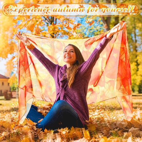 6 Pcs Fall Scarf for Women, Orange Scarfs Lightweight Print Floral Pattern Autumn Wrap Scarves for All Season in Saudi Arabia