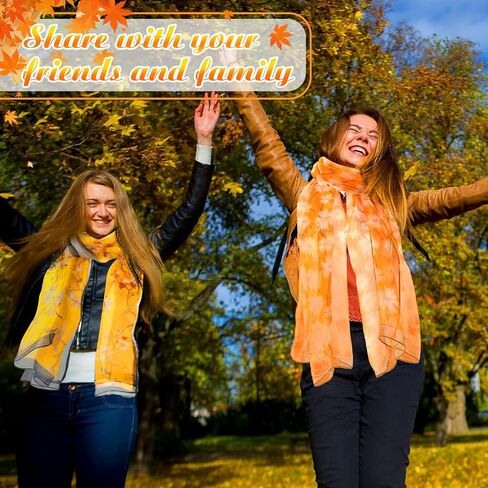 6 Pcs Fall Scarf for Women, Orange Scarfs Lightweight Print Floral Pattern Autumn Wrap Scarves for All Season in Saudi Arabia