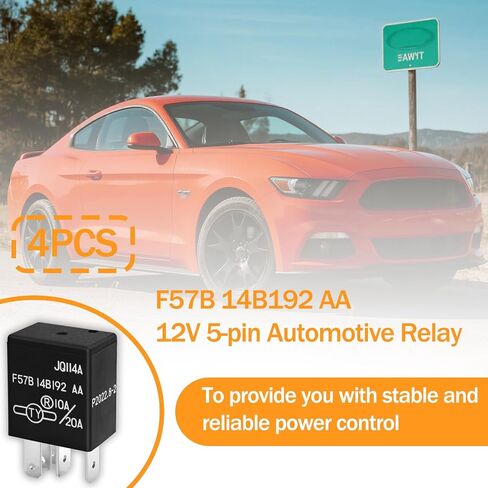 مرحل F57B14B192AA (مجموعة من 2)، 10A/20A 12VDC 5Pins مرحل السيارات F57B 14B192 AA - استبدال OEM، متوافق مع سيارات مختارة من Ford، Toyota، Cadillac in Kuwait