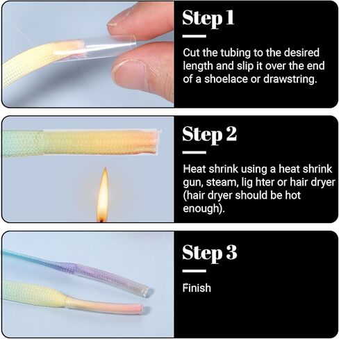 60 Pcs Sneakers Shoe Laces Shortening Repair Aglet Tips 2 Lengths Heat Shrink Shoelaces Ends Repair Kit Shoe Lace Ends Tips Clear Plastic Aglet Replacement for Shoestring Data Cable Protection in Kuwait