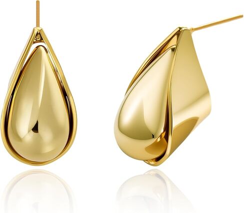 Cicy Bell المرأة 14 كيلو أقراط مطلية بالذهب دمعة مكتنزة الذهب أنيقة مسمار آخر أقراط مجوهرات عصرية للأصدقاء عاشق أمي in Saudi Arabia