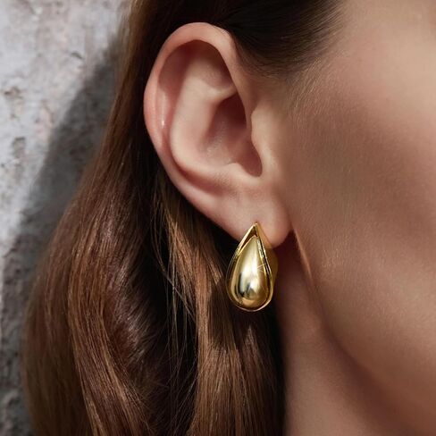 Cicy Bell المرأة 14 كيلو أقراط مطلية بالذهب دمعة مكتنزة الذهب أنيقة مسمار آخر أقراط مجوهرات عصرية للأصدقاء عاشق أمي in Saudi Arabia