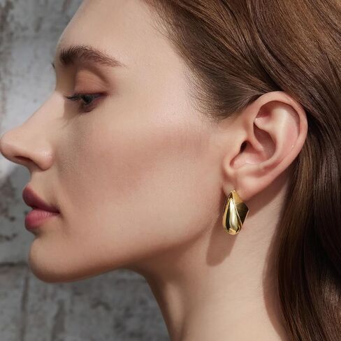 Cicy Bell المرأة 14 كيلو أقراط مطلية بالذهب دمعة مكتنزة الذهب أنيقة مسمار آخر أقراط مجوهرات عصرية للأصدقاء عاشق أمي in Saudi Arabia