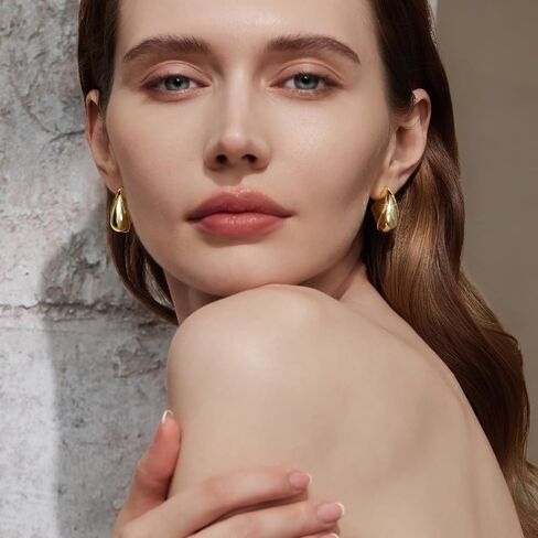 Cicy Bell المرأة 14 كيلو أقراط مطلية بالذهب دمعة مكتنزة الذهب أنيقة مسمار آخر أقراط مجوهرات عصرية للأصدقاء عاشق أمي in Saudi Arabia
