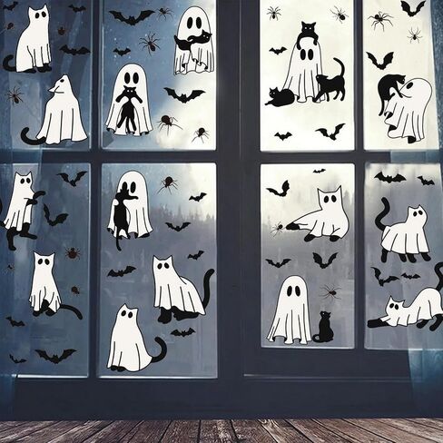 2 Sheets Halloween Ghost Window Clings Ghost Window Decals Ghost Reusable Stickers for Spooky Halloween Home Decoration Windows Glass Mirror Decor Holiday Party Supplies in Saudi Arabia